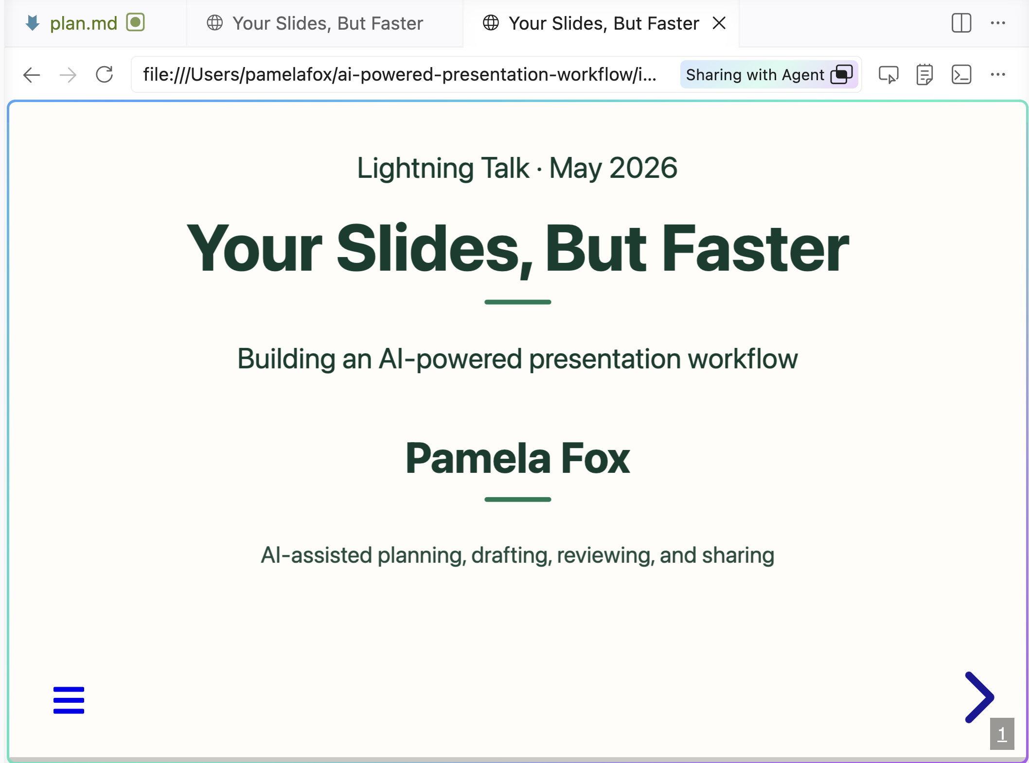 Before: the original plain presentation title slide