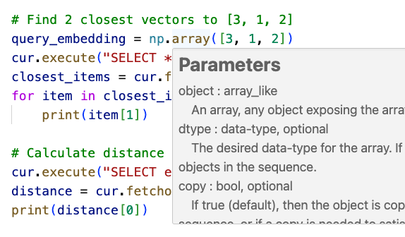 Screenshot of Python code in VS Code with intellisense