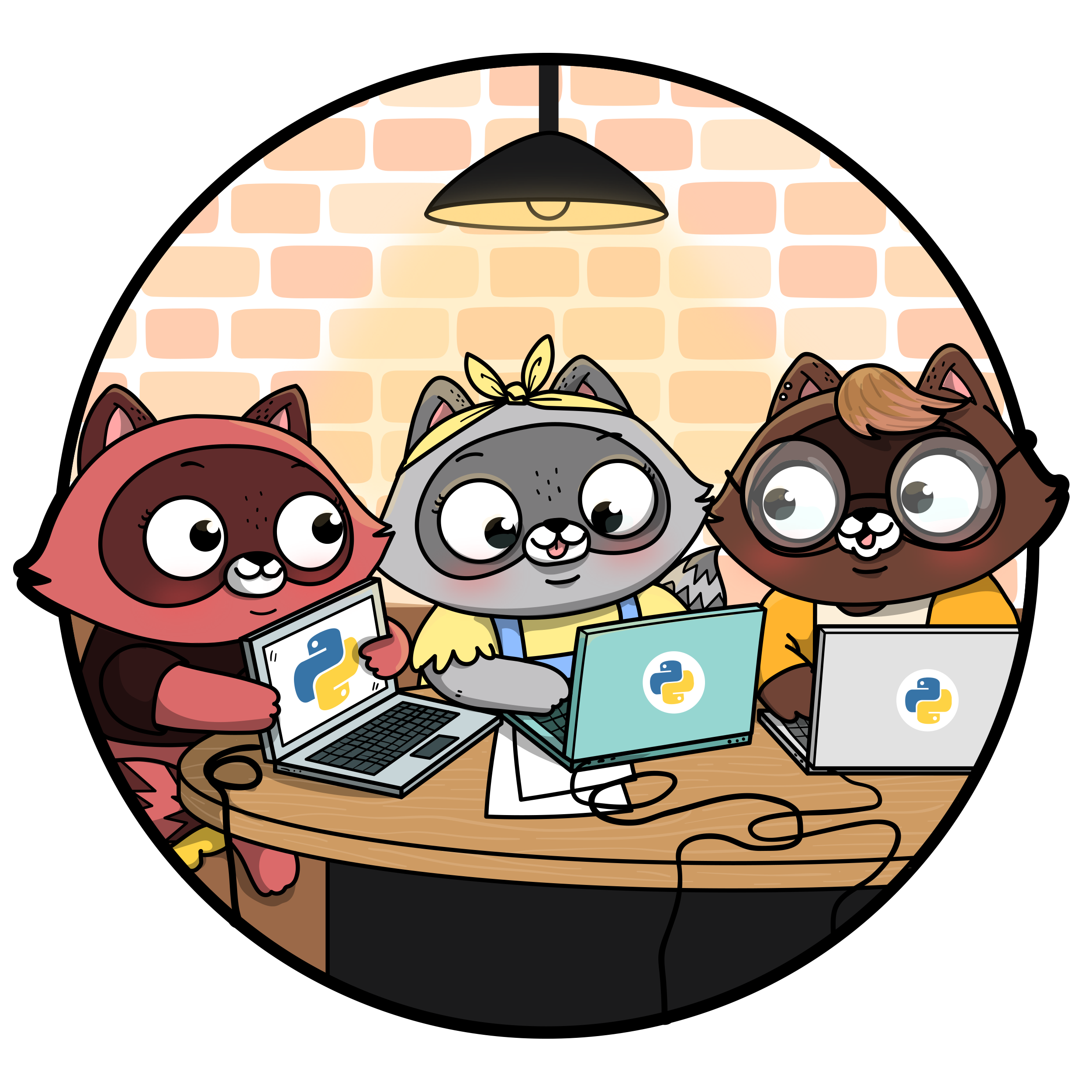 Raccoons with laptops